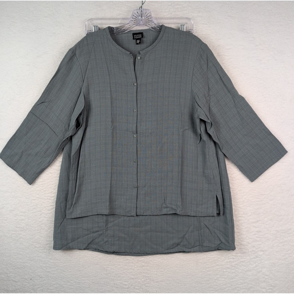 Eileen Fisher Top And Skirt 2 Piece Set Linen‎ Blend Blue Women Size Small